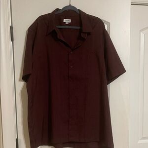 Haggar Men's Dark Red Casual Shirt Cool Tec 2XLT